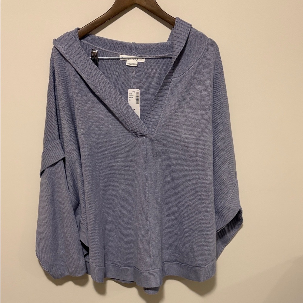 Penningtons Light Blue Hooded Poncho Sweater